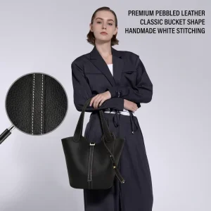 Vegetable Basket Bag Handbag Cross-body High-quality PU Leather Large Capacity Cowhide Pattern Bucket Bag