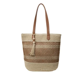 Versatile One Shoulder Straw Woven Bag Hollow Machine Woven Bag Large Capacity Tote Bag Beach Vacation Beach Bag Women’s Bag