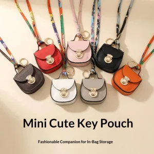 Versatile Saddle PU Leather Mini Bag Light Keychain Eco Friendly Silk Screen Design