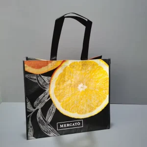 Vibrant Fruit Pattern Laminated Non-woven Tote with Full Color Print Fashion Customized Logo Boutique Shopping Carrier Bag