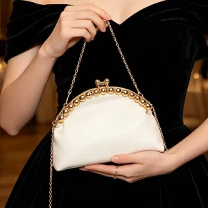 Vintage Black PU Leather Women’s Clutch Bag Small Waterproof Zipper Shoulder Strap Crossbody Evening Banquet Party Casual