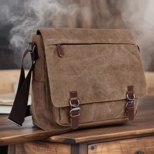 Vintage Canvas Laptop Crossbody Satchel Bag Adjustable Strap Large Capacity Travel