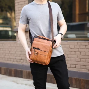 Vintage Design PU Leather Messenger Bag for Office Business with Custom logo
