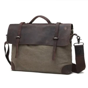 Vintage Fashion Canvas Messenger Bag Durable Briefcase All Seasons Shoulder Bag for Outdoor and Travel Use