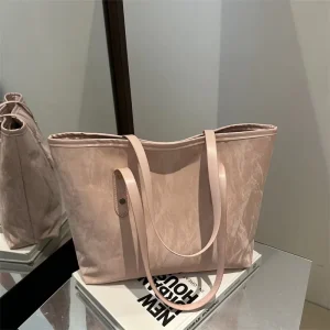 Vintage Fashion Tote Bag For Women PU Leather Large Capacity Shoulder Bag Purse Water Resistant Summer Daily Use