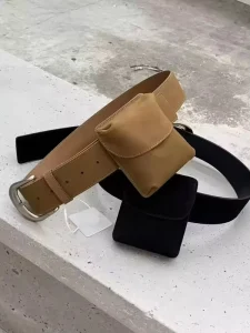 Vintage Frosted PU Belt Square Flip Waist Bag Korean Internet Popular Wearable Accessories Mini Concave Shaped Women Daily Cover