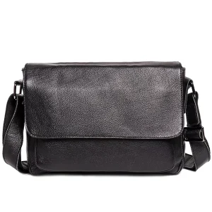 Vintage Genuine Leather Black Shoulder Bag with Zipper Closure All Seasons