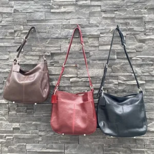 Vintage Genuine Leather Shoulder Bag Women Large Slouchy Hobo Crossbody Satchel with Magnetic for Daily Commute Travel