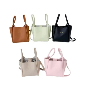 Vintage Leather Bucket Bag Crossbody Shoulder Bag Large Capacity PU Zipper Fashion