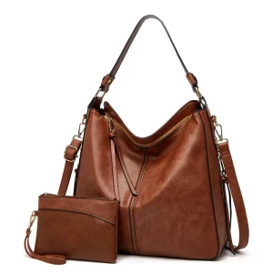 Vintage Leather Hobo Tote Bags for Women Large Capacity Soft Shoulder Bags with Multi pockets Ladies Retro Work Handbags