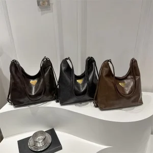 Vintage PU Leather 3 in 1 Backpack Tote Bag Large Capacity Womens Shoulder Crossbody Bag Urban Versatile Daily Purse