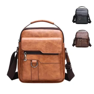 Vintage PU Leather Anti Theft Shoulder Bag Outdoor Crossbody Messenger Bag for Men Waterproof