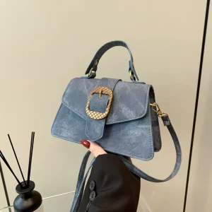 Vintage PU Leather Handbags for Women Retro Stitching Small Square Fashion Casual Shoulder Bag and Crossbody Purse