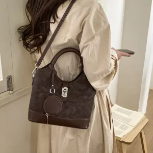 Vintage PU Texture Women Bucket Bag Retro Floral Print Handbag Elegant Heart Shaped Tote Luxury Designer Crossbody Hobo Bag