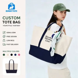 Vintage Patchwork Large Capacity Recycled Canvas Eco Friendly Shoulder Closure Tote Bags Customizable