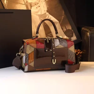 Vintage Pillow Bag Retro Handbag Stylish Geometric Print Shoulder Bag for Fashionable Mother Handbag
