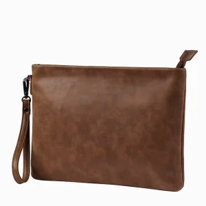 Vintage Plain Custom Designer Large Pu Leather Envelope Clutch Bag Purse for Men