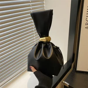 Vintage Pleated Design Women’s Waterproof PU Leather Small Tote Bag With Fashion Evening Bag For Wedding & Travel