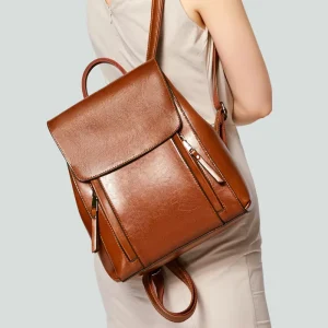 Vintage Pu Satchel Backpack Adjustable Strap Durable Outdoor Waterproof Business Satchel Bag