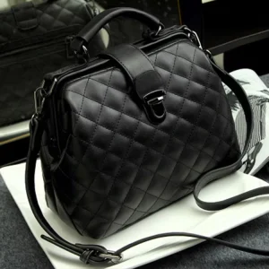 Vintage Satchel Bag Ladies Rhomboids PU Leather Shoulder Messenger Bag Frosted Leather Doctor Handbags for Women
