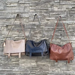 Vintage Soft Genuine Leather Shoulder Bag Women Large Slouchy Hobo Crossbody Satchel with Zipper for Daily Commute Travel