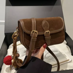 Vintage Soft Velvet Suede Leather Tote Bag Purses Handbags Shoulder Crossbody Bag Square Tote Bag for Women