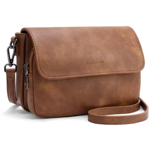 Vintage Style PU Leather Crossbody Bag for Women Adjustable Strap Flap Shoulder Bag Casual Daily Use Ladies Messenger Sling Bag