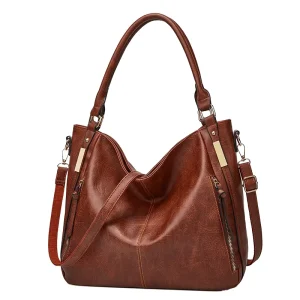 Vintage Textured PU Leather Hobo Bag Large Capacity Women Shoulder Bag Casual Crossbody Purse for Office Travel Vendor