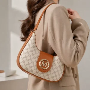 Vintage Thread Pattern PU Leather Underarm Bag Chain Fashion Women Shoulder Handbag for Daily Commute