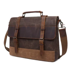 Vintage Travel Waterproof Shoulder Bags Satchel Briefcases Crossbody 14 Inch Laptop Bag Waxed Canvas Messenger Bag for Men