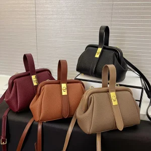 Vintage Trend Clip Women Hand Bag Ladies Messenger Bags PU Leather Shoulder Handbag