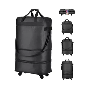 Vintage Waterproof Expandable Collapsible Foldable Lightweight Suitcase Telescoping Handle Duffel Bag for Unisex