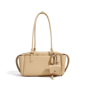 Vintage Women Designer Fashion Genuine Leather Handbag with Two Strap Zip Close Shoulder Bag with Small Purse