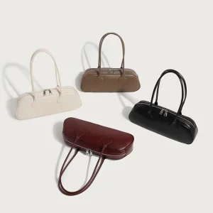Vintage Women’s Large Capacity Korean Style Niche Design Single Zip PU Shoulder Underarm Bag
