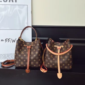 Vintage-style PU Material Bucket Bag for Ladies with Geometric Pattern Design Suitable for Daily Use