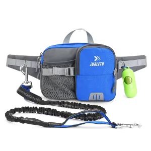 Waist Bags Nylon Bungee Reflective Hands Free Pet Dog Leash with Adjustable Waist Belt Bag