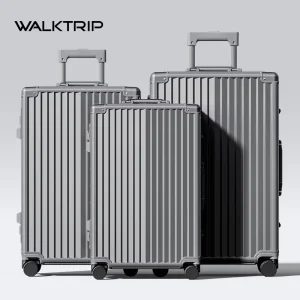Walktrip Aluminum Frame Suitcase with TSA Customs Combination Lock Spinner Wheels and Dry Wet Separation Compartment