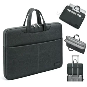 Water Resistant 16 Inch Laptop Bag with Accessory Storage & Luggage Strap Plush Lining Business Notebook Briefcase