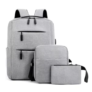 Water Resistant Fashion College Student School Bag Custom Logo 3 Piece Set USB Laptop Backpack Bag