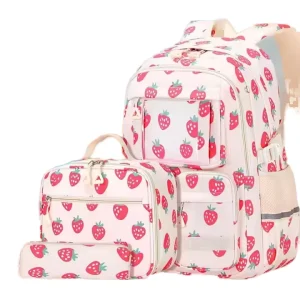 Waterproof Backpack for Women Teenagers High School Bag Cartoon Pattern Polyester Lining Zipper for Travel School Use