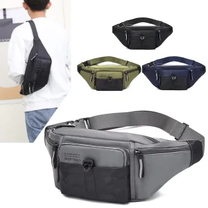 Waterproof Crossbody Bag Lightweight Single Outdoor Sports Waist Bag Men’s Belt Waist Bag with Zipper