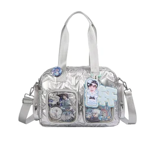 Waterproof Down Jacket Fabric With Cotton Embroidery Cute Lolita Style Handbag Crossbody Bag Customizable Logo For Small Orders