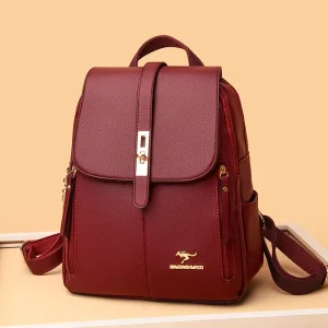 Waterproof High Quality Leather Women Backpack Travel Backpacks Shoulder Bags for Teenager Girls Large Capacity School Bag