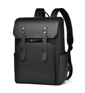 Waterproof Laptop Backpack USB Port Business Travel School Convertible Shoulder Bag Vintage Leather PU Polyester