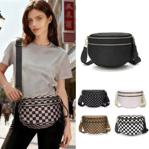 Waterproof Nylon Saddle Fanny Pack Waist Purse for Women Chest Bag Crossbody Cute Belt Bag Sport Dumpling Shoulder Bum Bag