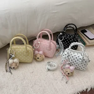Waterproof PU Shoulder Bag Zipper Closure Polka Dot Design Summer Fashion Women Handbag