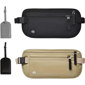 Waterproof Polyester Travel Waist Pack RFID Blocking Travel Belt Hidden Zipper Passport Holder Belt Bag