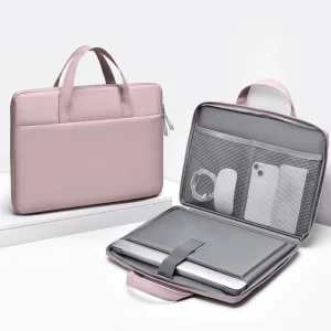 Waterproof Unisex PU Laptop Bag 14inch Protective Cover 15.6inch Inner Sleeve Zipper Polyester 180 Degree Full Opening
