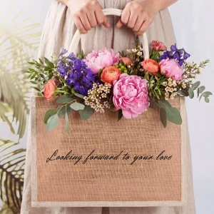 Wedding Gift Bags Canvas With Logo Large Beach Jute Bag With Handle Burlaps Jute Bag Heavy Duty Organic Cotton Canvas Tote Bag