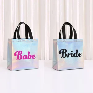 Wedding Laser Theme Bachelorette Party Colorful Non woven Flexo Printed Customizable Tote Bag Party Gift Packaging Waterproof